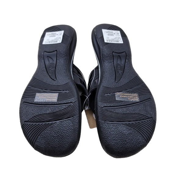 Clarks Women's Black Patent Brinkley Bree Flip-Flops Sandals - Picture 6 of 9